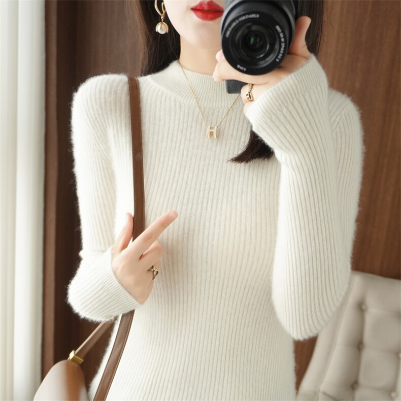 不起球配大衣的高领毛衣女秋冬新款修身加厚内搭羊毛衫针织打底衫，女装羊毛衫，琳华羊绒