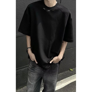 重磅t恤男夏季少年感小领口短袖设计感小众宽松半袖 T538图片