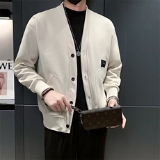 男士卫衣外套棒球服长袖纽扣针织衫拼色口袋休闲上衣男夹克潮，男装针织衫/毛衣，星座601-2
