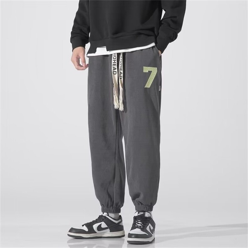 美式潮牌灯芯绒裤子男直筒男裤运动卫裤束脚裤休闲长裤K0116-P40,男装休闲裤,星座308B-1