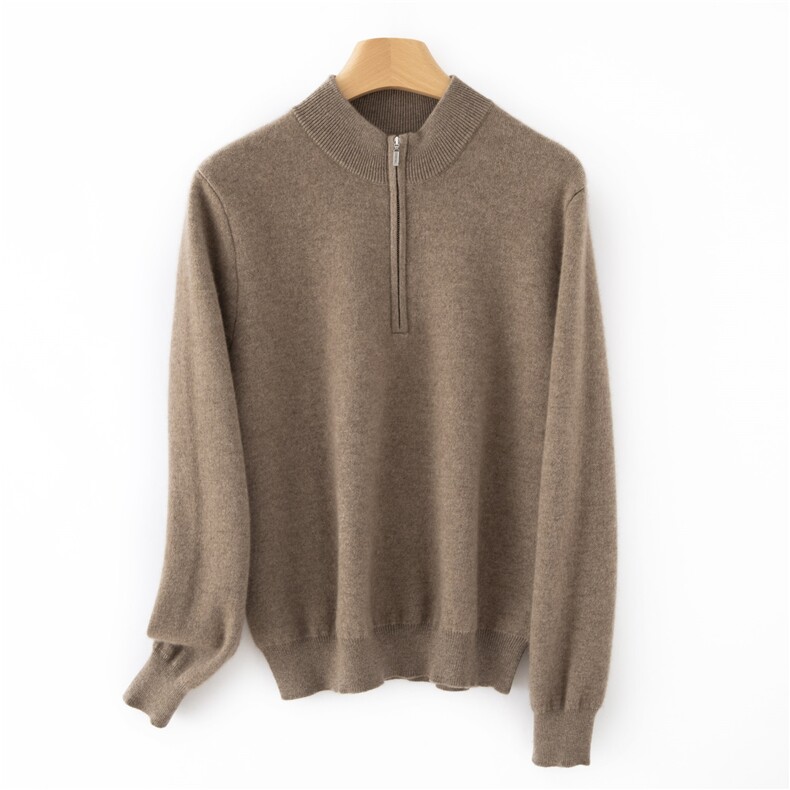 2025年秋季加厚拉链半开衫男款时尚百搭通勤套头，男装针织衫/毛衣，晨收贸易商行