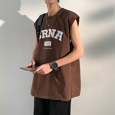 夏季港风t恤男宽松大码纯棉运动背心坎肩潮牌无袖BX009P25，男装背心/马甲，星座1204-3