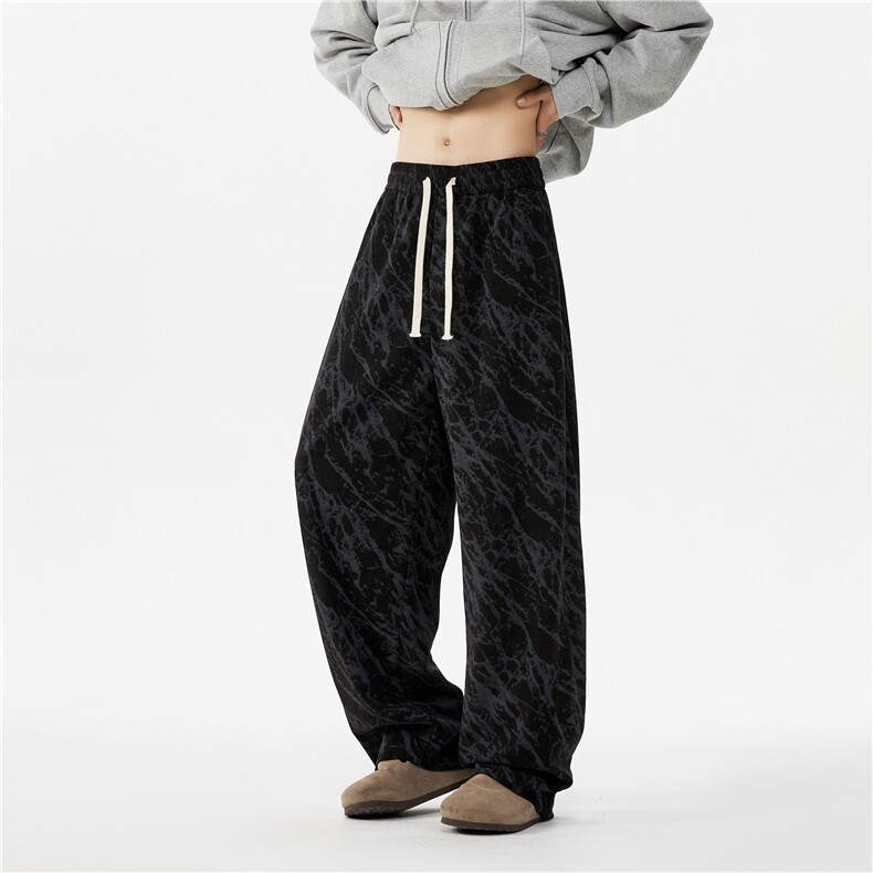 INS秋季新款扎染闪电纹休闲宽松阔腿弯刀裤B313-K150-特p35控68，男装休闲裤，电商B313