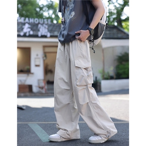 防水冲锋裤男款夏季新款青少年潮流美式伞兵裤宽松直筒休闲工装裤图片