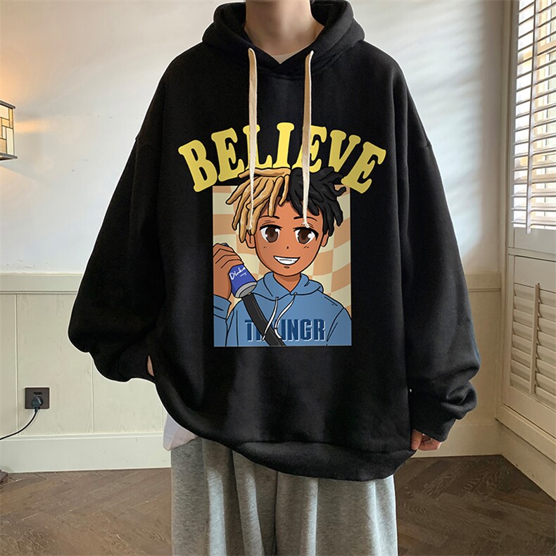 纯棉连帽卫衣男大码运动帽衫宽松薄WY2271-P35加绒款-P40，男装卫衣，电商A040