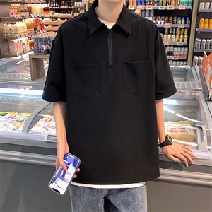 夏季短袖男港风ins宽松翻领体恤韩版潮流百搭超火cec上衣T065-p30图片