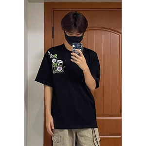 万针全刺绣工艺抖音得物高品质260克重磅纯棉双纱美式高街短袖T恤图片