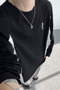 6XL-M 美式潮牌印花长袖t恤男拼接撞色卫衣男上衣服 CX3009-特P48图片
