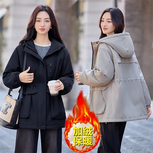 现货秒发2025冬装新款加厚中长款保暖派克服外套修身棉衣棉服图片