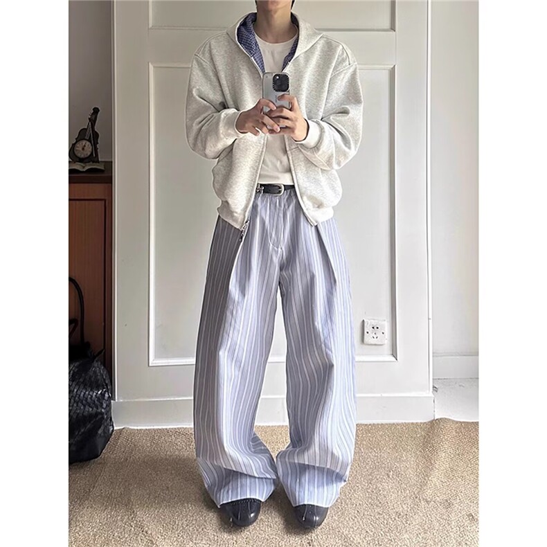1506/QCK960/P57新款宽松休闲裤裤子夏季薄款坠感阔腿拖地长裤,男装休闲裤,星座1506