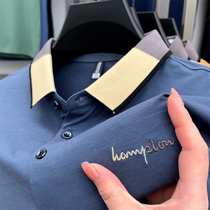 polo衫中年商务休闲男装夏季新款男士短袖T恤半袖翻领宽松上衣服图片