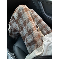 8XL-M特大码加厚毛呢料格子休闲裤宽松直筒长裤子男裤毛呢裤K946，男装休闲裤，电商D206-1