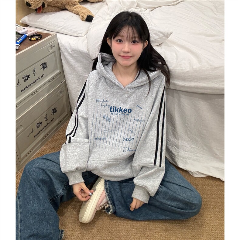 美式连帽卫衣复古慵懒新款印花小众外套上衣D328-ZY011-P65,女装卫衣/绒衫,电商D328
