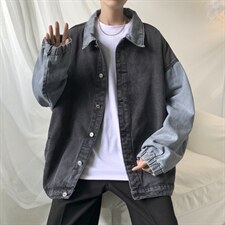 秋季青少年拼接牛仔外套男士街头休闲工装夹克A161-2-JK8861-P55-，男装夹克，电商A161-2
