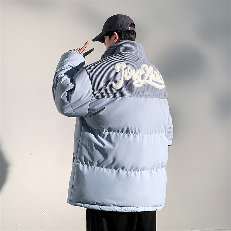 冬季青少年灯芯绒立领拼接外套休闲百搭面包服棉服5302-P78,男装棉衣,电商B306