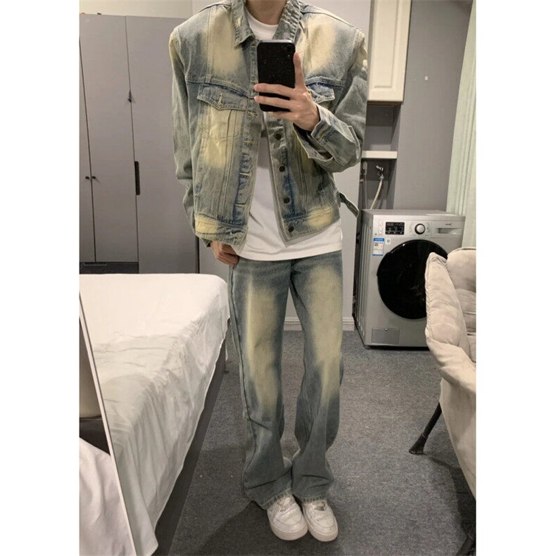 706-1-NZ1552-P85现货高质量春季黄泥色牛仔外套情侣夹克男,男装夹克,星座706-1