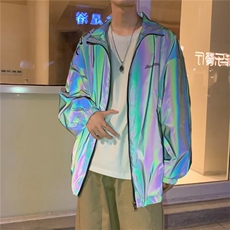 春秋季休闲外套日系ins炫彩反光夹克男潮宽松百搭上衣W3640-P52，男装夹克，星座512-2