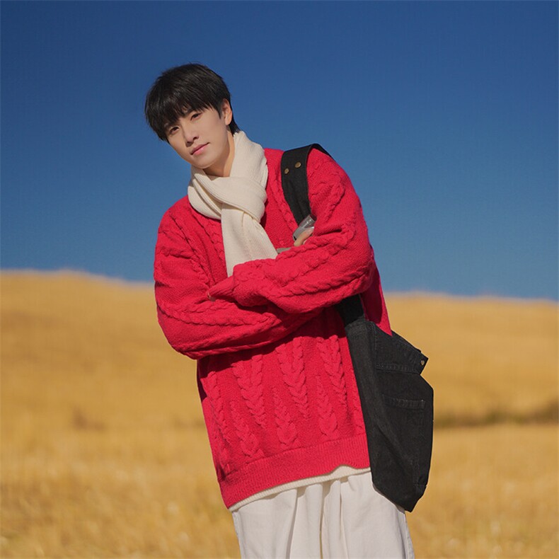 B299-M838假两件针织慵懒日系港风毛衣P63X98（大货已入仓），男装针织衫/毛衣，电商B299-1