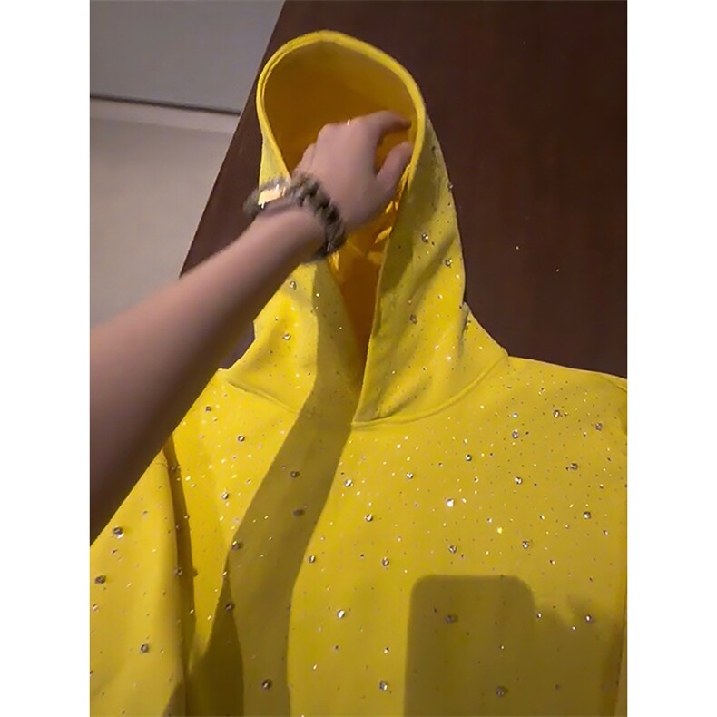 满天星重工烫钻垫肩连帽卫衣男痞帅宽松情侣帽衫外套WY1226P105，女装短外套，星座512-1（原513-3）