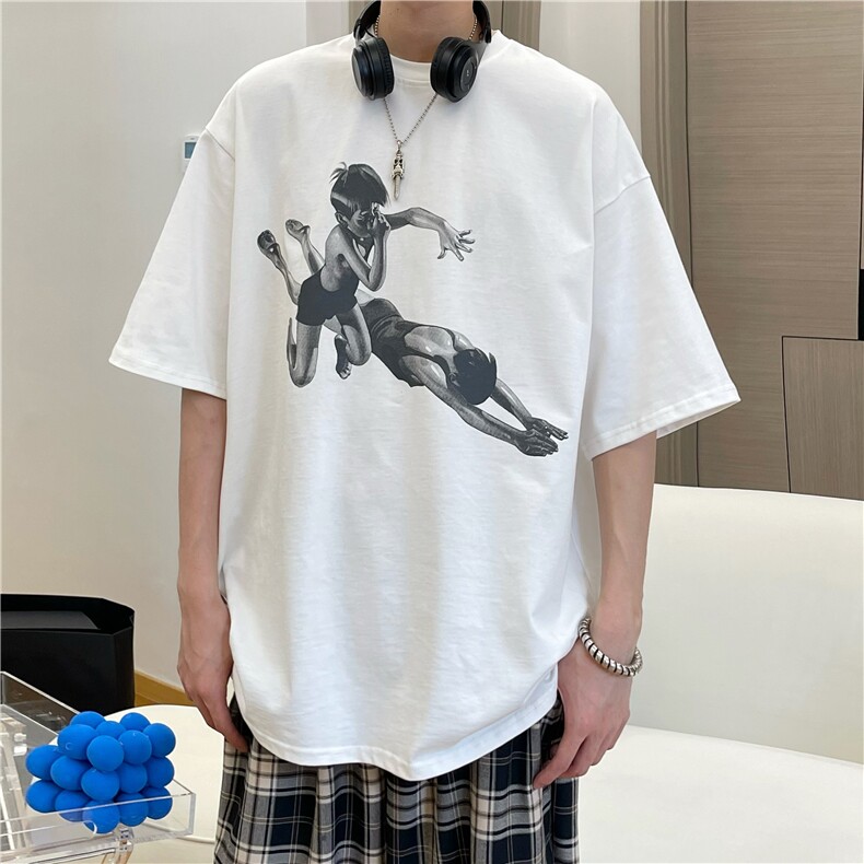 A450-T74-P50控价69夏季男女同款百搭印花T恤短袖,男装T恤,电商A450
