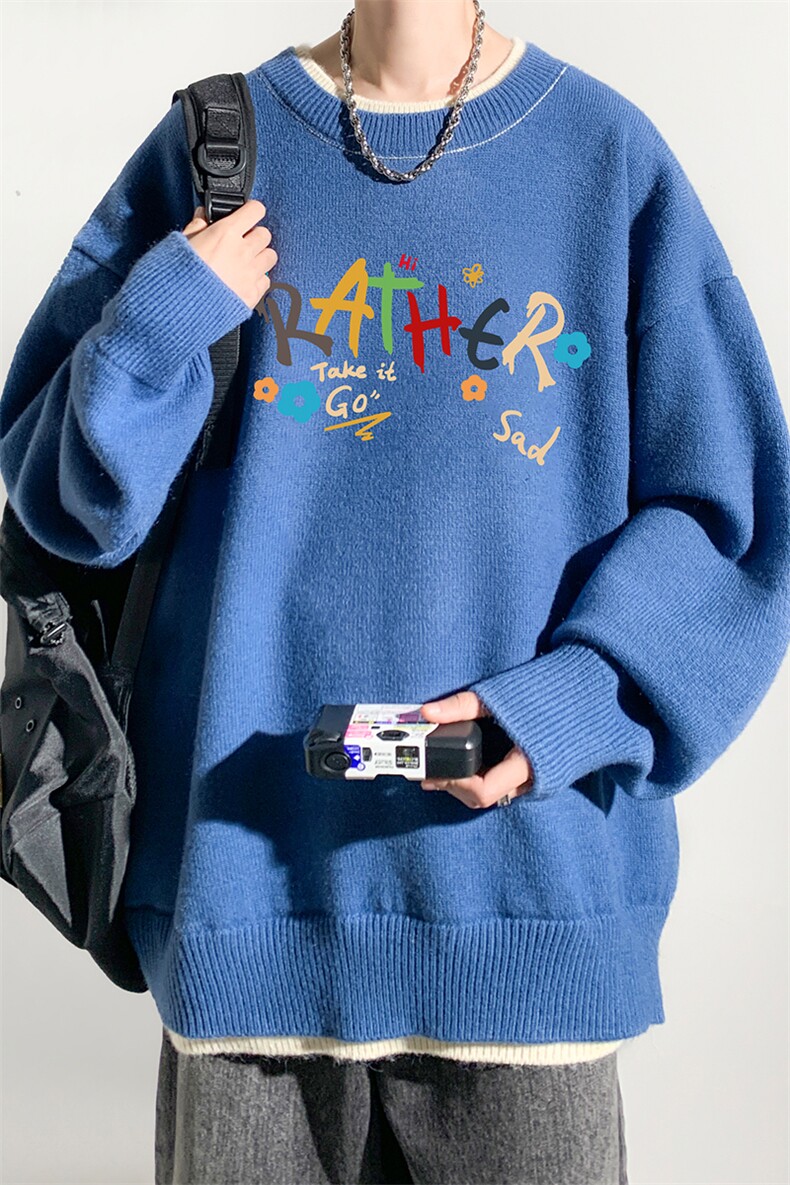 控78假两件毛衣男大码加绒针织衫男毛线衣M80301-P55加绒-P70,男装针织衫/毛衣,电商A040