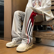 秋款男卫裤三条杠条纹拼接字母印花休闲长裤h0954P40，男装休闲裤，星座1013-1