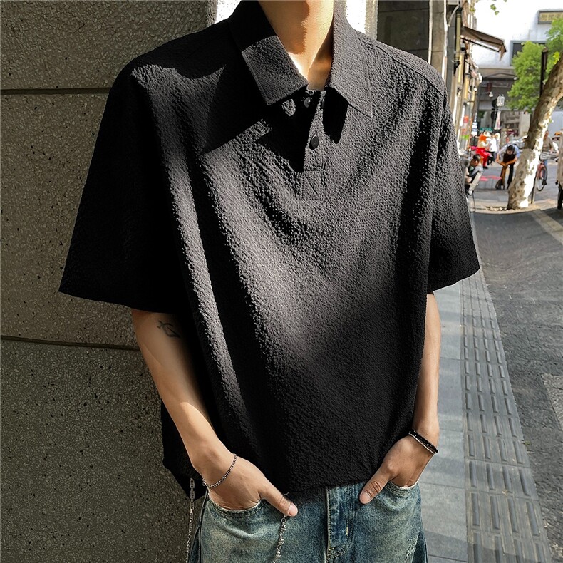 美式速干透气泡泡纱短袖polo衫男夏季款情侣潮牌正肩T恤重磅半袖，男装Polo衫，星座1210-1