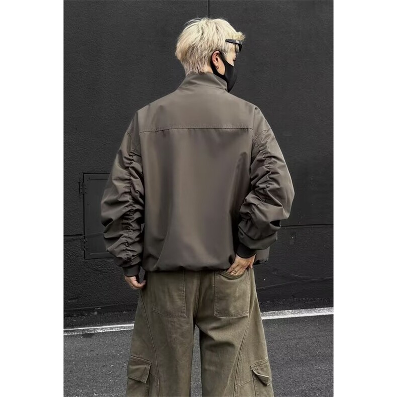 J022-P57气质棒球服外套男女新款秋季日系复古休闲工装宽松上衣,男装T恤,电商B323A