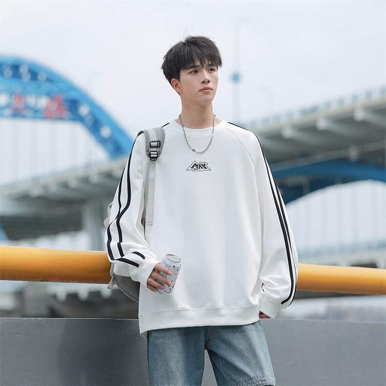 W6492-P40秋季新款300克美式vibe拉条圆领套头宽松卫衣图片