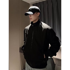 抖音得物美式潮休闲夹克春季立领纯色复古工装加厚棉服外套AMY01，男装夹克，电商A443