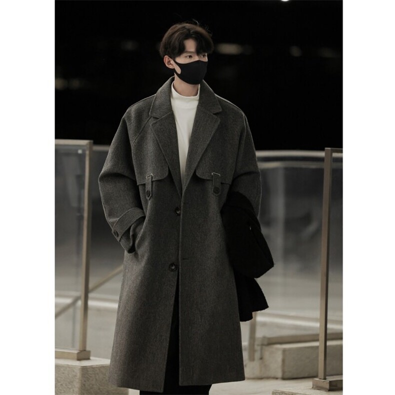 毛呢大衣男中长款英伦风韩系高级感痞帅风衣外套812-F325-P128，男装风衣，星座812