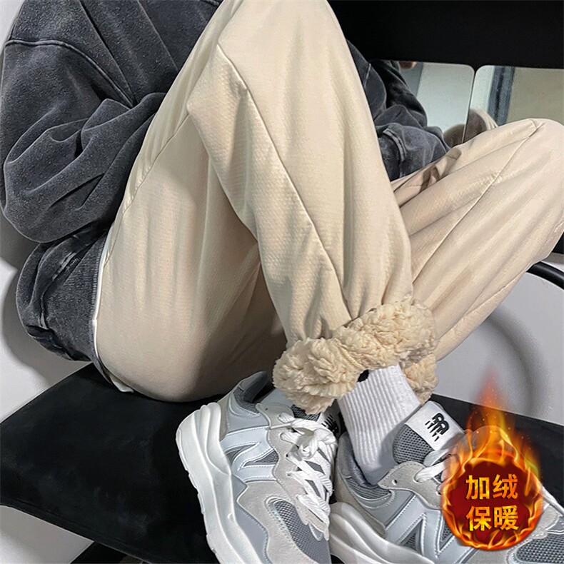 秋冬大码休闲加绒加厚男运动束脚裤保暖松紧裤子K77P50限价68,男装休闲裤,电商A089-1