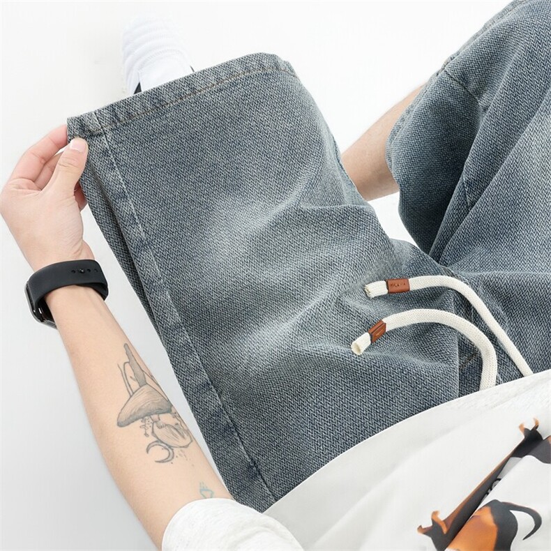 8XL-M星空纹牛仔短裤薄款美式复古五分裤子大码休闲中裤NZ9012P48图片