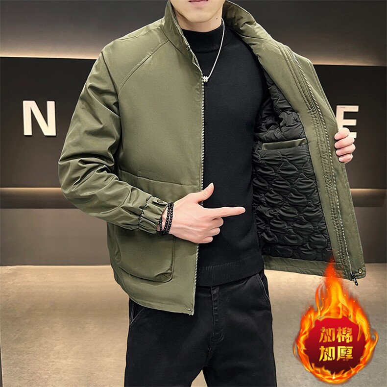 1018-JK918-P68新款工装立领夹克男款二棉衣服潮牌微阔浅色外套,男装棉衣,星座1018