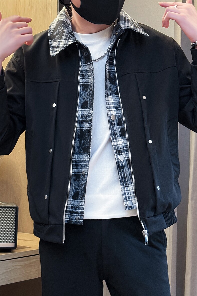 假二件寸衫夹克男时尚店主小伙风潮潮流男秋冬外套TZ2589P78控128,男装夹克,星座301B-1