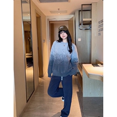 软糯渐变粉色提花毛衣男女套头冬季设计感小众氛围感水貂绒针织衫，男装针织衫/毛衣，星座506