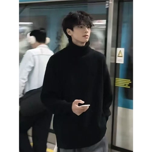 冬季男高领毛衣慵懒风加厚宽松帅气针织衫毛衣1001-1-6064-P43图片