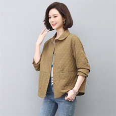 2024春秋新款妈妈春秋装格子时尚短外套女大码宽松夹克上衣，女装短外套，忆绮罗