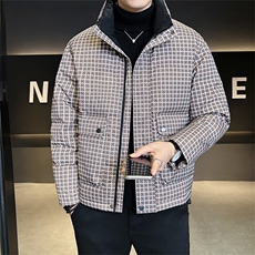 标50绒店主风2025新款男士格子立领羽绒服2507-P195(控券后288)，男装羽绒服，电商B338