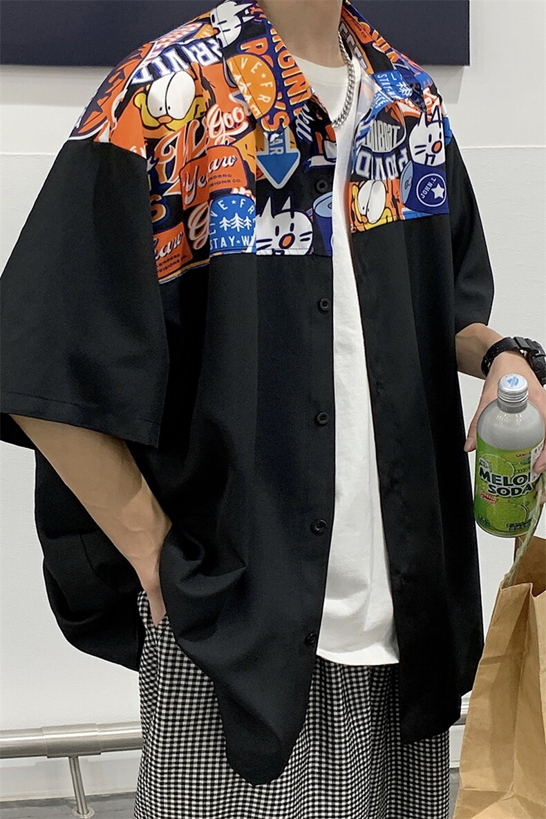 北面衬衫男士港风短袖冰丝T恤宽松休闲外套A071-C36-P38,男装T恤,电商A071