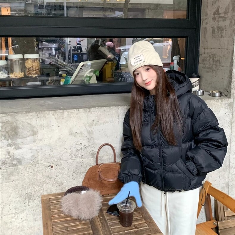 羽绒服女短款连帽简约2025冬新款加厚白鸭绒纯色韩版宽时尚松外套，男装羽绒服，星座1210-1