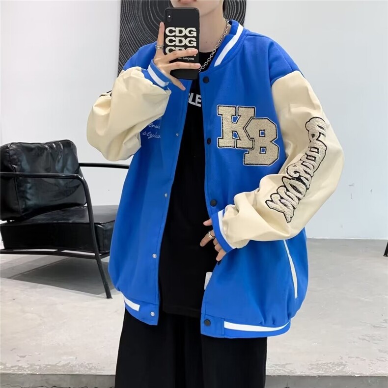 2024秋季新款刺绣夹克外套男百搭宽松上衣高街痞帅棒球服T181/P44图片