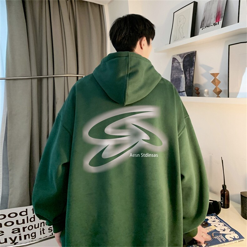 抖音品质 秋季320G华棉男士连帽大码印花卫衣WYH2482-P45控68图片