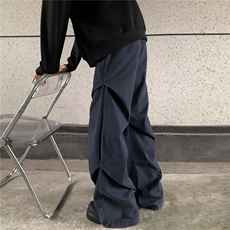 立体褶皱设计休闲裤美式复古小众高街阔腿休闲裤潮，男装休闲裤，星座716-3
