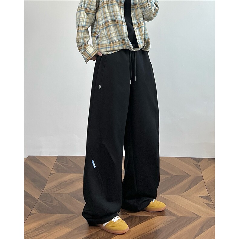 65%棉设计感卫裤男长裤直筒常规特P45加绒50控7888，男装休闲裤，电商D205