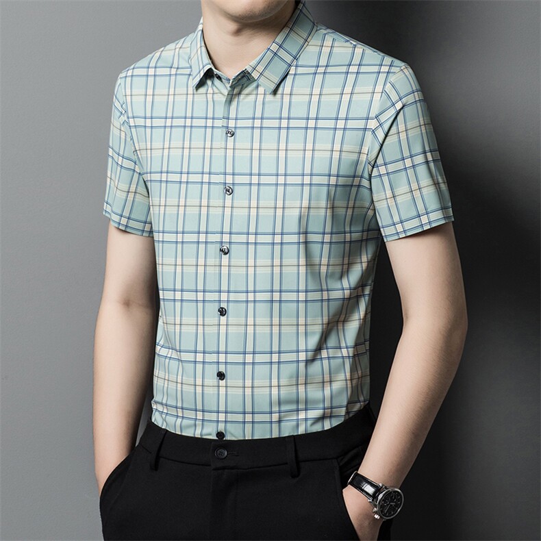 男士2023年夏季新款百搭无痕衬衫男短袖商务休闲衬衣男，男装衬衫，电商B360