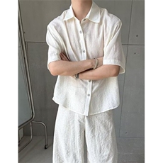 老钱风亚麻短袖衬衫男士休闲ins新款流行气质文艺日系C301，男装T恤，星座1116A（原606A-3）