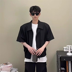 cleanfit垫肩短袖外套男款夏季痞帅高级感男装黑色短款飞行员夹克，男装夹克，星座603-2