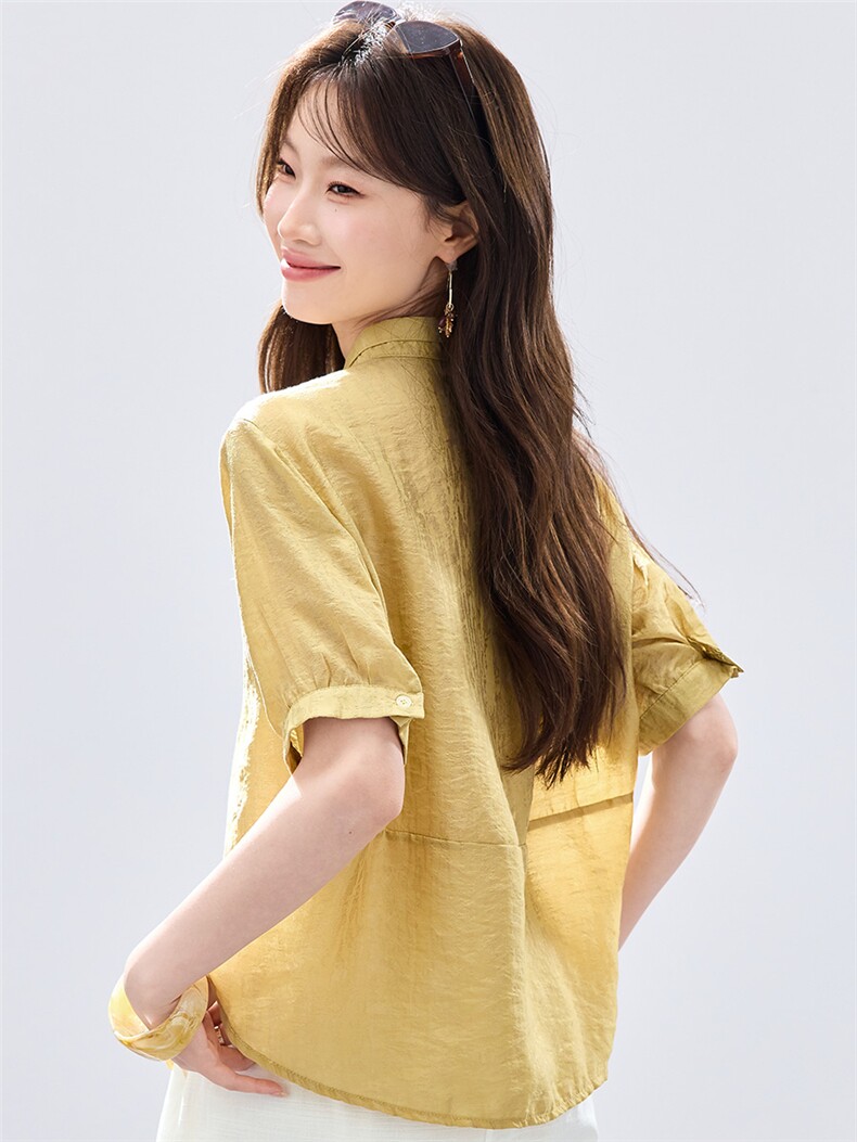 现货2026夏装新款修身透气舒适气质上衣女士衬衣,女装衬衫,木子恋