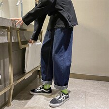 2023春款纯色宽松直筒老爹男女牛仔裤X715NZ016批45控68，男装牛仔裤，星座715